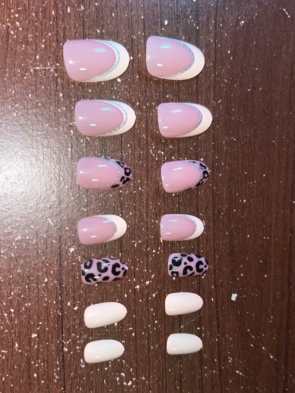 Press-On Pink Leopard & French Tip Nail Set
